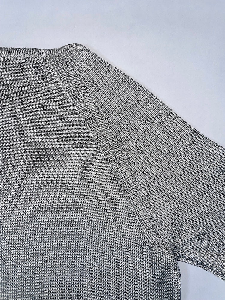 *RUNWAY* S/S 2008 Grey Short Sleeve Knit Blue Panel Top | IT38 UK6 US2 XS-S