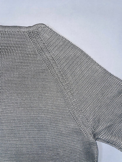 *RUNWAY* S/S 2008 Grey Short Sleeve Knit Blue Panel Top | IT38 UK6 US2 XS-S