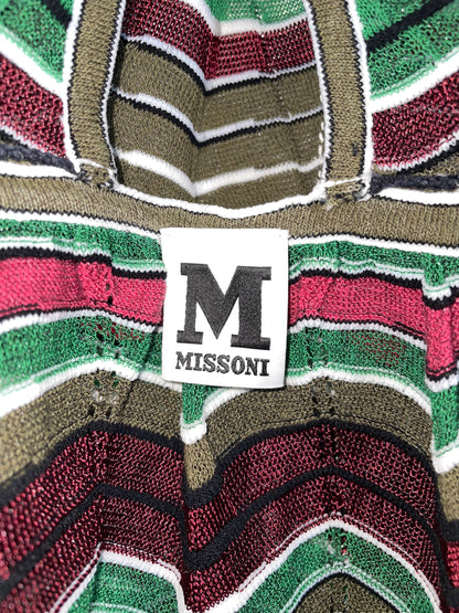 Chevron and Stripe Pink, Green, Black & White Halter Top | Size IT38