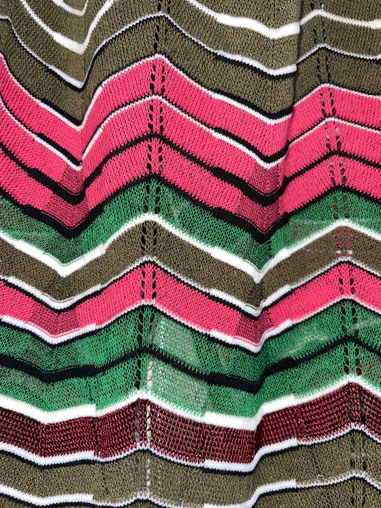 Chevron and Stripe Pink, Green, Black & White Halter Top | Size IT38