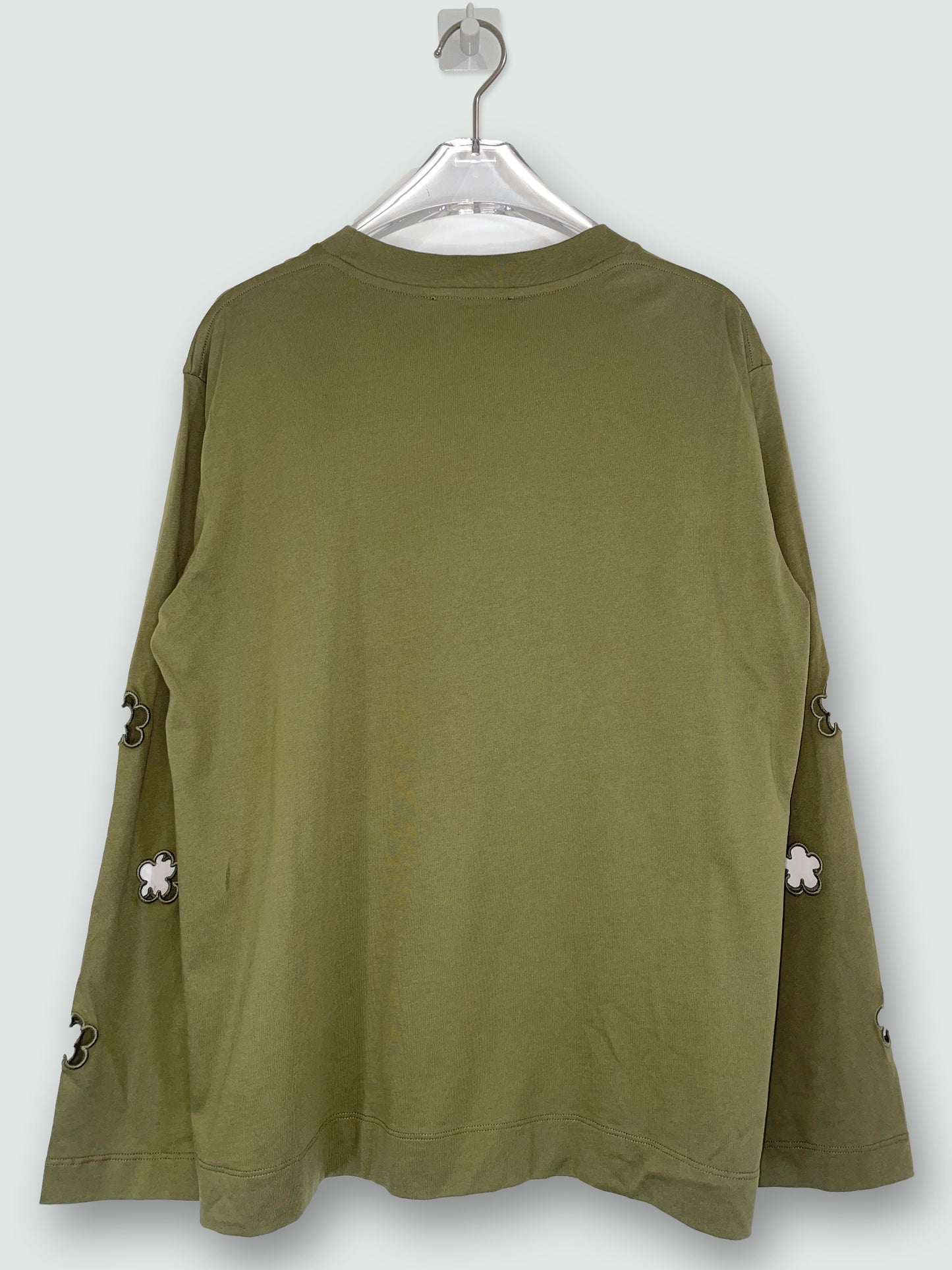 Olive Green Flower Cut Out Long Sleeve Tshirt | Size Large