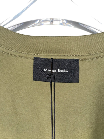 Olive Green Flower Cut Out Long Sleeve Tshirt | Size Large