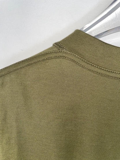 Olive Green Flower Cut Out Long Sleeve Tshirt | Size Large