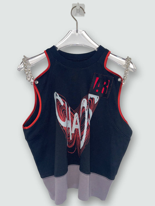 Black Punk Chaos Silver Chain Top | Size XSmall