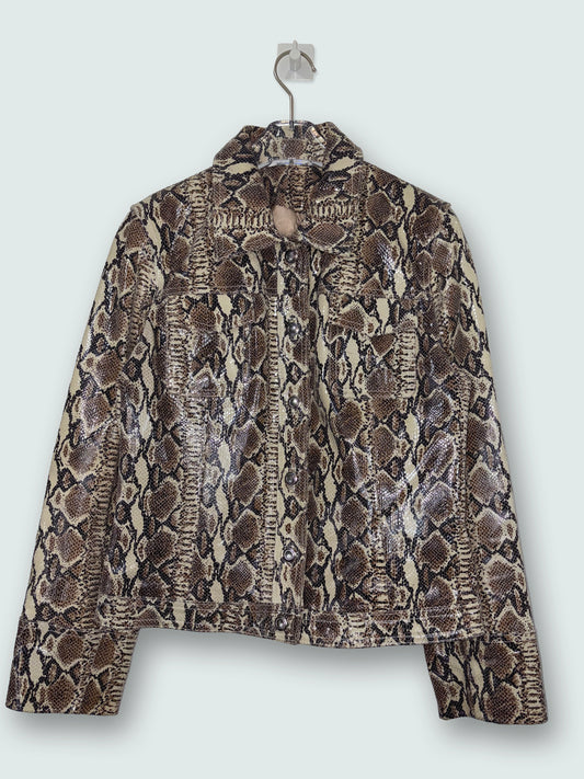 Snake Print Leather Jacket | Sz Small
