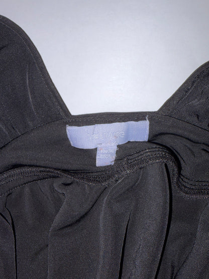 Black Empire Waist V-Neck Dress w/ Twisted Straps | Made in USA | XS