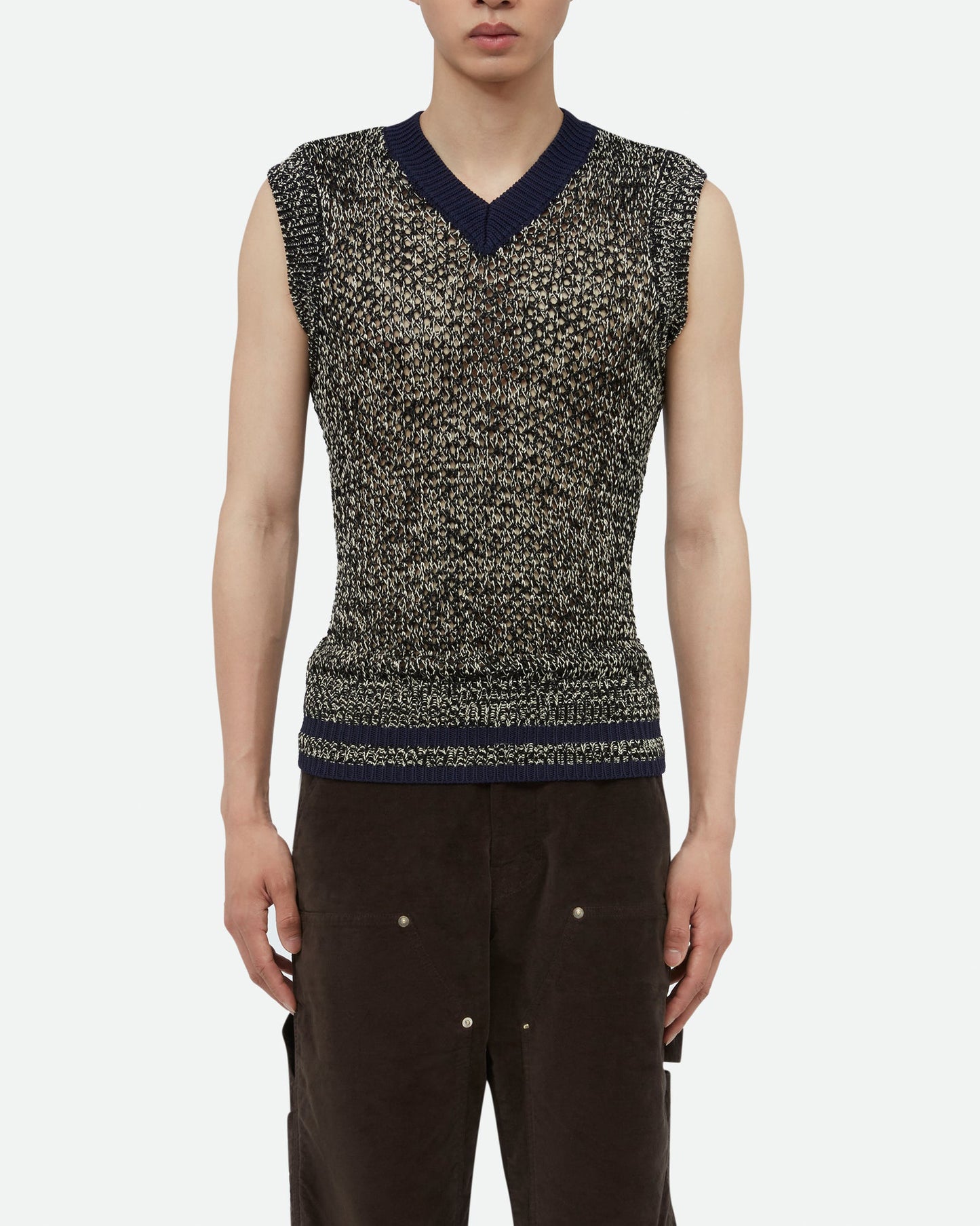 Navy & Off White Knit Vest | Sz Small