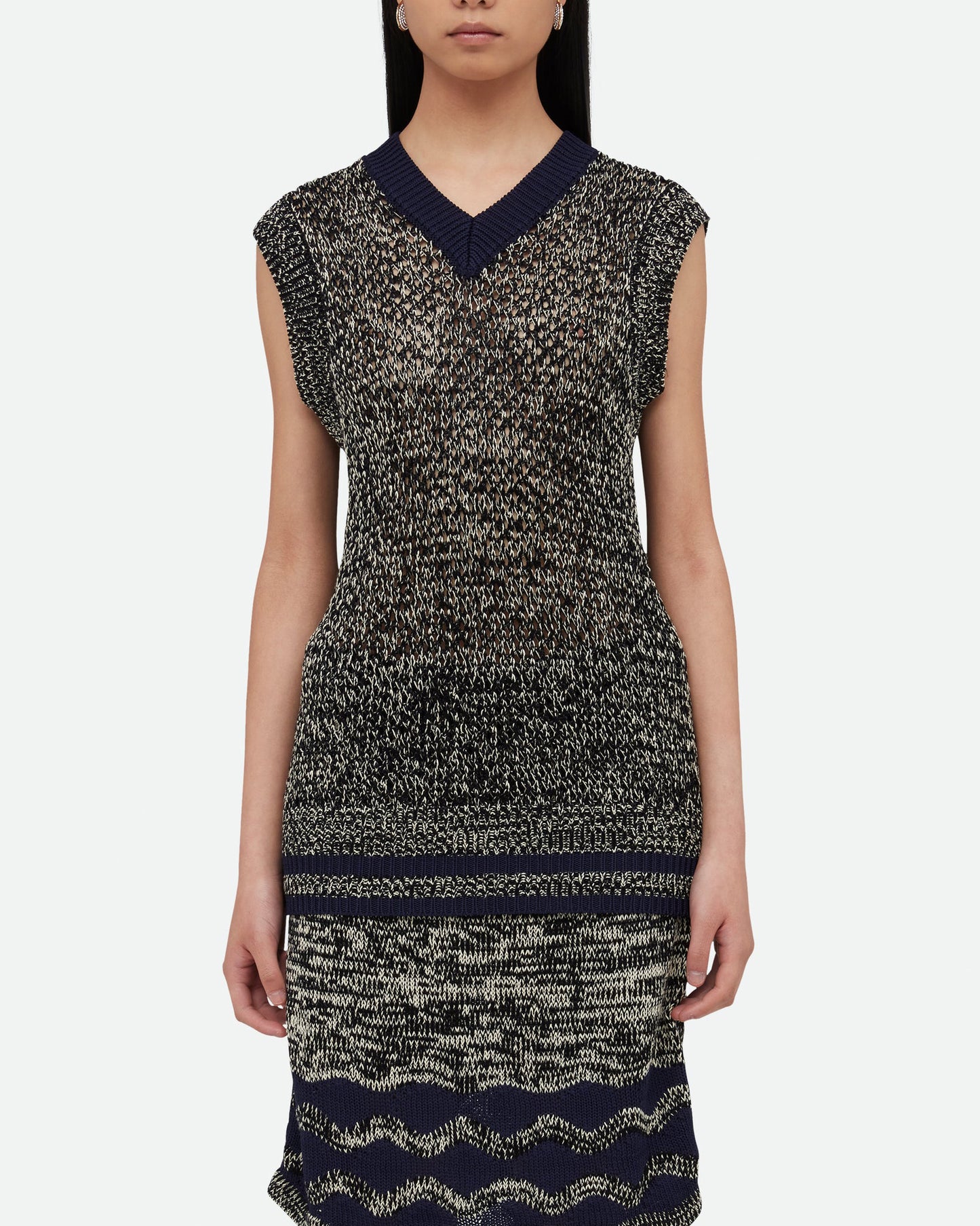 Navy & Off White Knit Vest | Sz Small