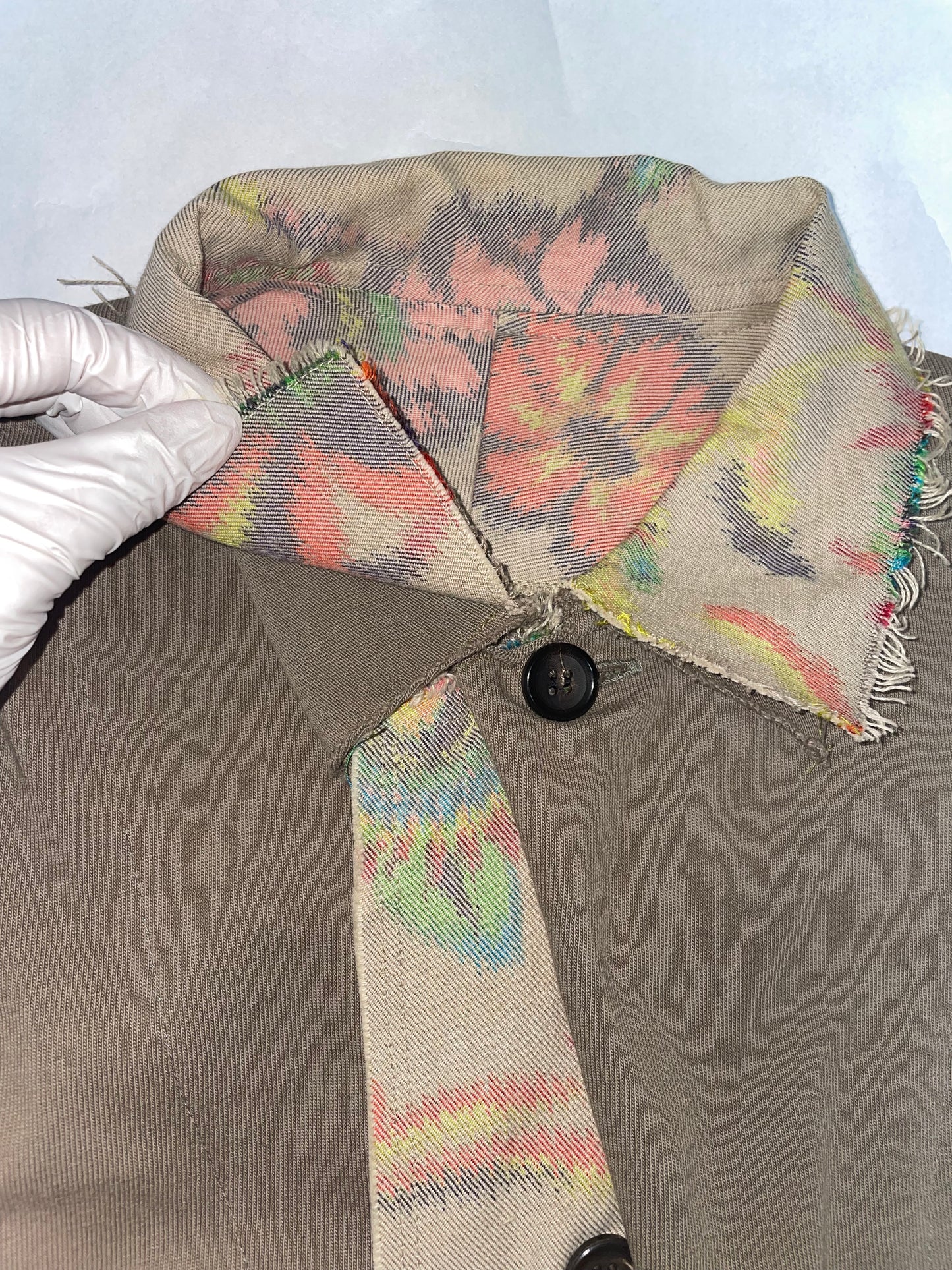 Floral Jacquard Cotton Frayed Jacket Brown | Sz 3 ~ XS-M