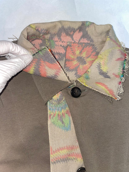 Floral Jacquard Cotton Frayed Jacket Brown | Sz 3 ~ XS-M