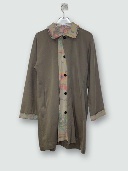 Floral Jacquard Cotton Frayed Jacket Brown | Sz 3 ~ XS-M