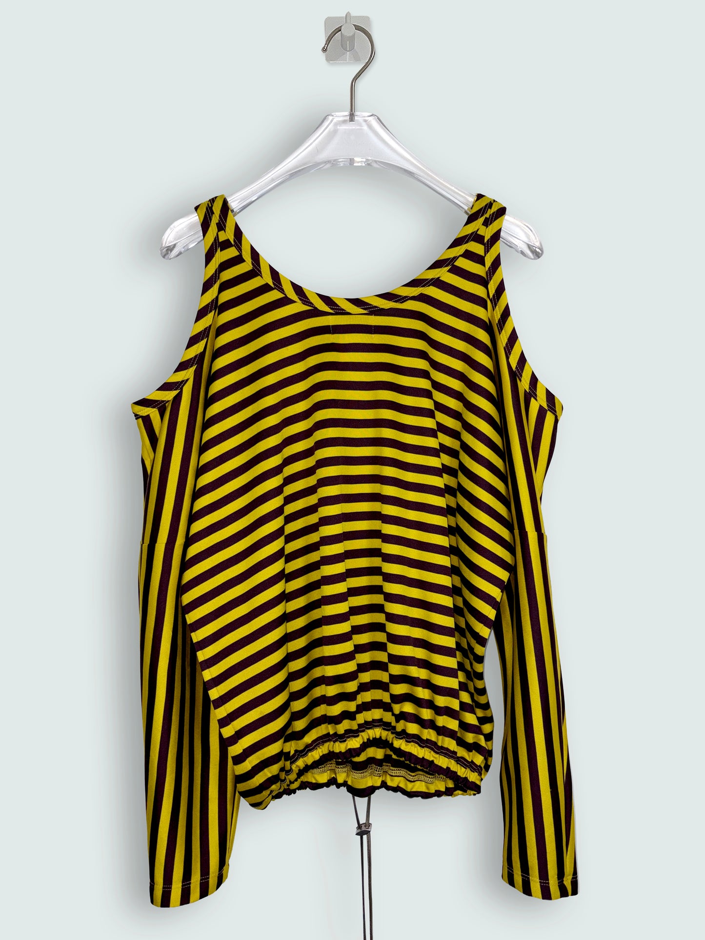 Yellow & Brown Stripe Top Metal Drawstring | Sz XS