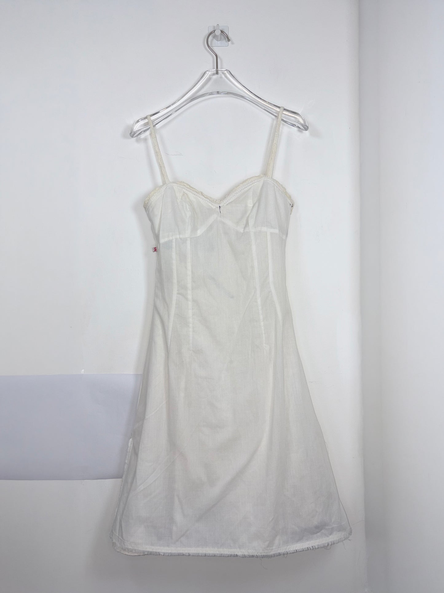 Vintage Y2K White Cotton Black Bow Trim Sun Dress Italy | Sz XSmall
