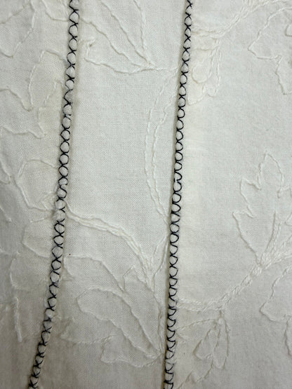 Vintage Y2K White Cotton Black Bow Trim Sun Dress Italy | Sz XSmall