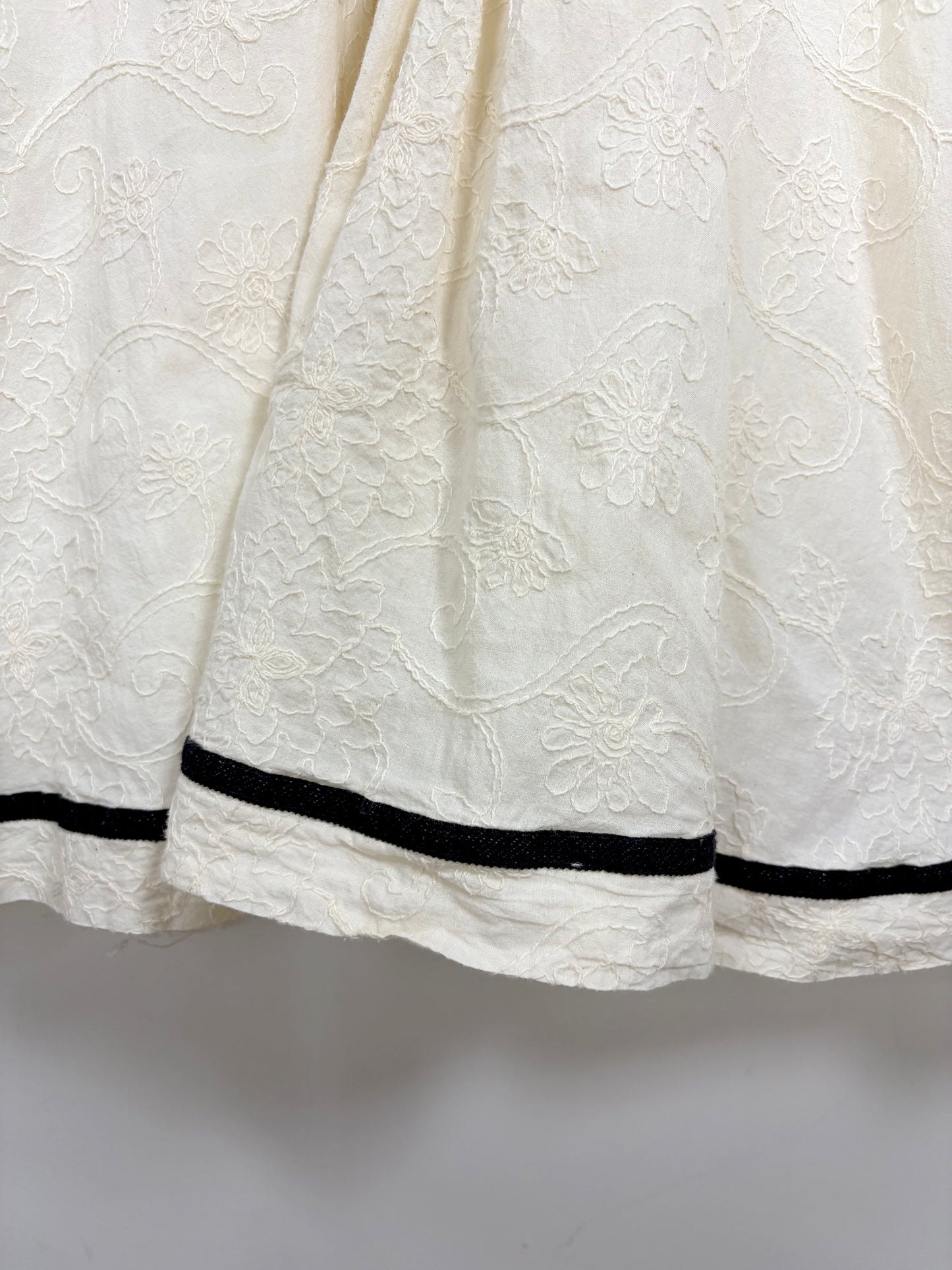 Vintage Y2K White Cotton Black Bow Trim Sun Dress Italy | Sz XSmall