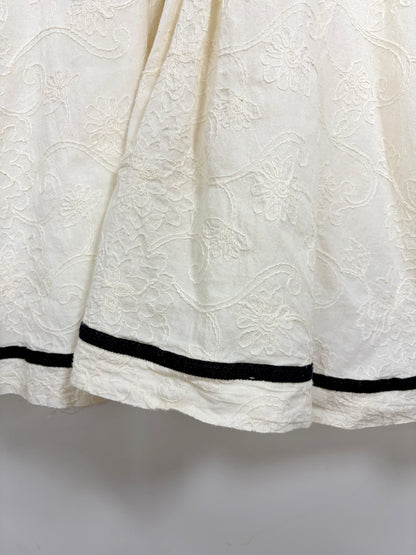 Vintage Y2K White Cotton Black Bow Trim Sun Dress Italy | Sz XSmall